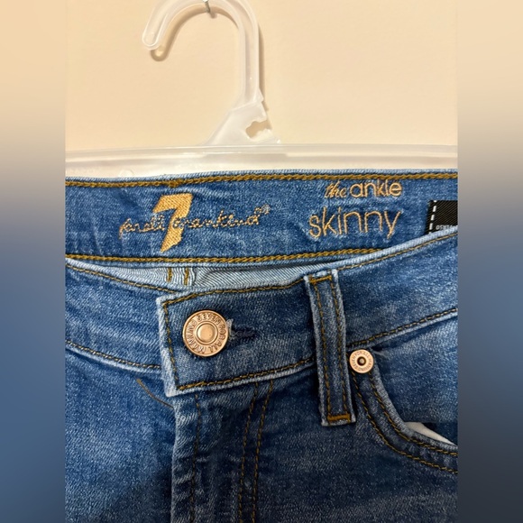 7 For All Mankind Women's High-Waisted Ankle Skinny Jeans Blue Size 26 - Picture 4 of 6